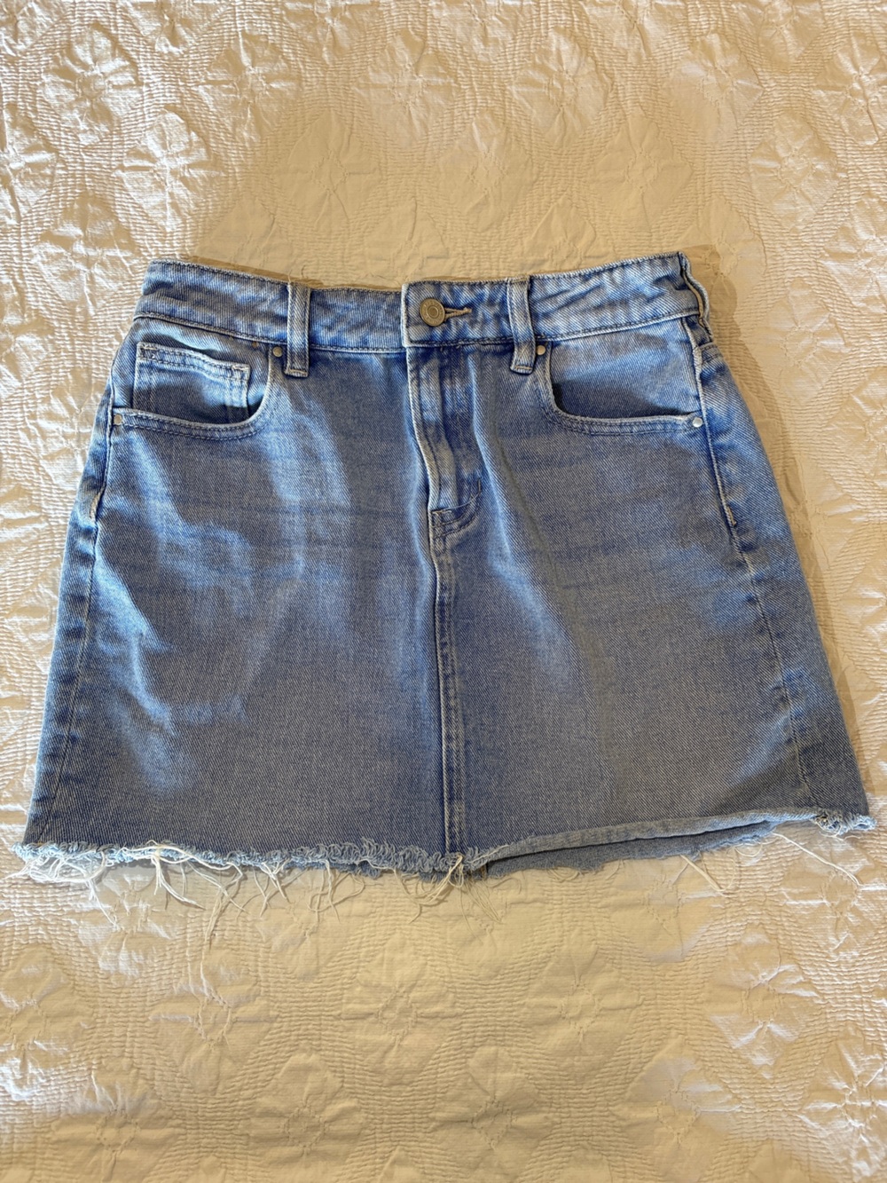 PacSun Light Blue Denim Mini Skirt with Frayed Hem
